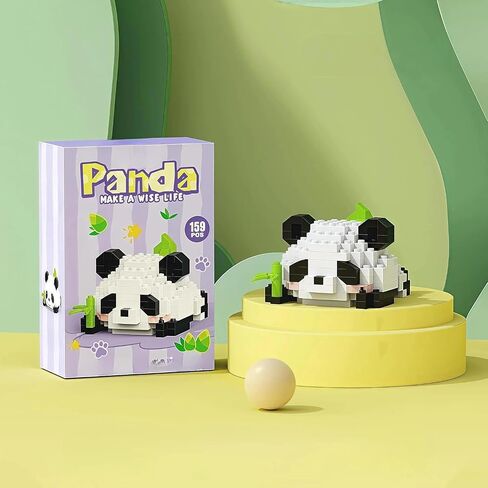 1PCS Panda Eating Bamboo Hand-Assembled Figurine with Display Base, Cute Animal Desk Decor, Chinese Theme Collectible Statue for Home Office Shelf in Kuwait