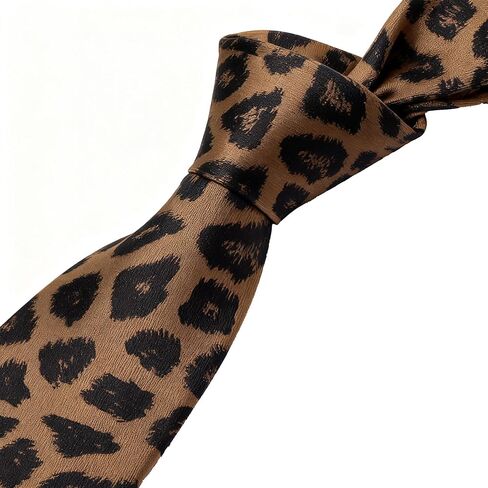 UTOWO Leopard Fashion Necktie for Men Gentleman Casual Neck-Tie Cool-Cheetah Hip-Hop Ties in Kuwait