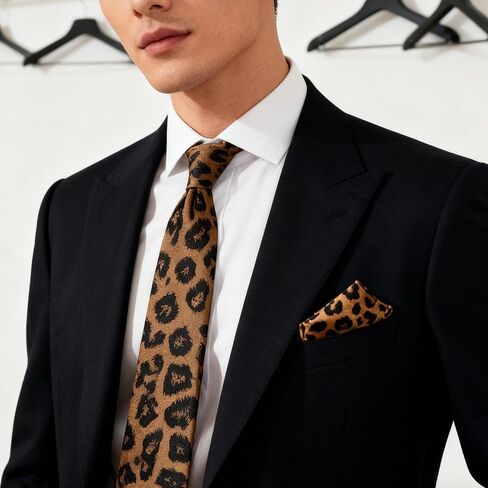 UTOWO Leopard Fashion Necktie for Men Gentleman Casual Neck-Tie Cool-Cheetah Hip-Hop Ties in Kuwait