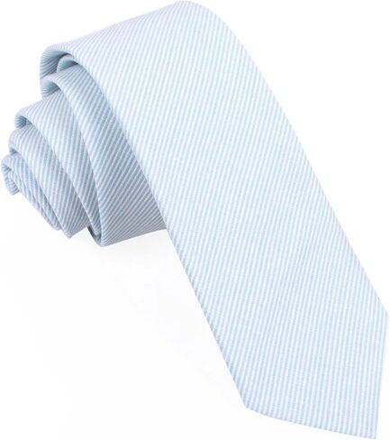 OTAA Light Blue and White Pinstripes Cotton Skinny Tie Casual Ties for Men - Perfect Neck Tie for Groomsmen Wedding Ties or Formal Occasions - Ideal Gifts for Him in Kuwait
