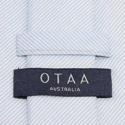 OTAA Light Blue and White Pinstripes Cotton Skinny Tie Casual Ties for Men - Perfect Neck Tie for Groomsmen Wedding Ties or Formal Occasions - Ideal Gifts for Him in Kuwait