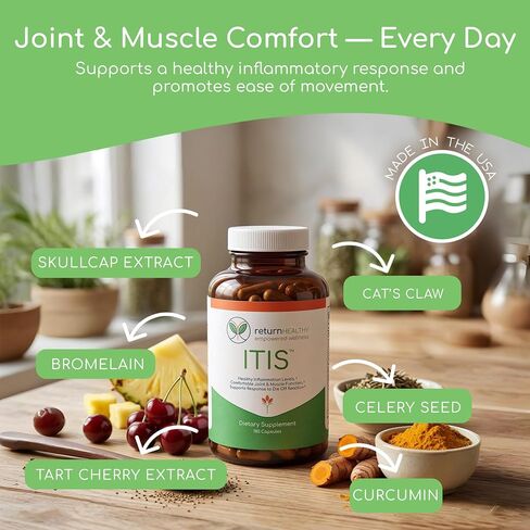 ITIS | Joint Discomfort Support | Nerve Support Supplement | Joint and Muscle Supplements | Celery Seed, Curcumin, Bromelain & More | Pure, Nature-Derived, Plant-Based, 180 caps in Saudi Arabia