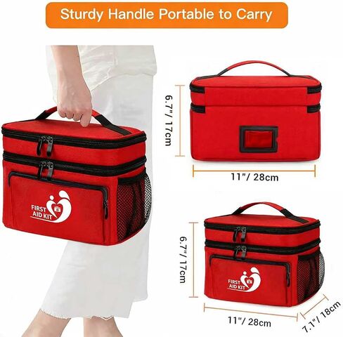 HIQUAY Dual Layers Medicine Organizer Bag - Pill Bottle Organizer for Emergency - Medication Travel Bag for Pills, Vitamins, Medical Supplies for Home Storage &Travel - First Aid Kit Bag Empty in Saudi Arabia