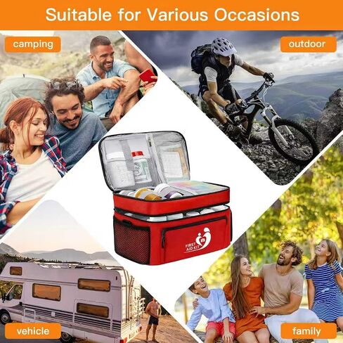 HIQUAY Dual Layers Medicine Organizer Bag - Pill Bottle Organizer for Emergency - Medication Travel Bag for Pills, Vitamins, Medical Supplies for Home Storage &Travel - First Aid Kit Bag Empty in Saudi Arabia