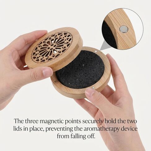 Passive Essential Oil Diffuser Stone, Small Lava Rock Diffuser Set Aromatherapy Stone for Desk Office Home Car & Gift-Giving, Compact Wood Bas in Kuwait