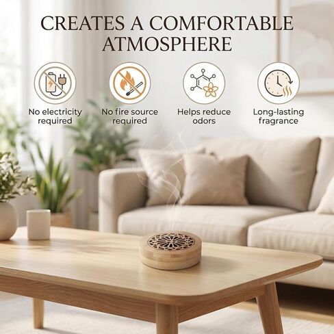 Passive Essential Oil Diffuser Stone, Small Lava Rock Diffuser Set Aromatherapy Stone for Desk Office Home Car & Gift-Giving, Compact Wood Bas in Kuwait