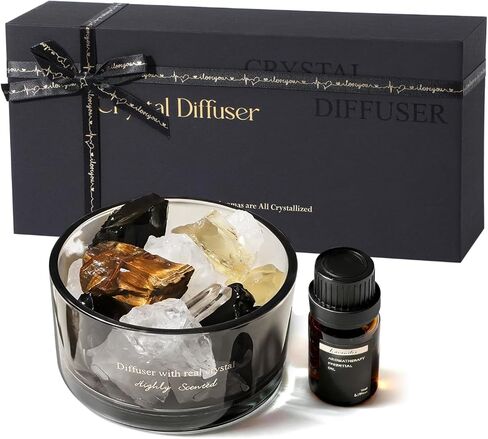 Crystal Stone Aroma Diffuser with Essential Oils for Home, Bathroom, Office, Home Decor & Fragrance 2 in 1, Chic Aromatherapy Gift Set (Freesia Scent) in Saudi Arabia