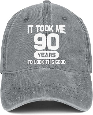 90th Birthday Gifts for Men Women 90 Year Old Gifts Decorations Took Me 90 Years to Look This Good Washed Cotton Hat in Saudi Arabia