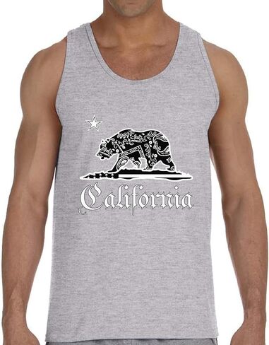 Vizor California Bear Tank Top Men's California Bandana Tank Cali Muscle Shirt in Saudi Arabia