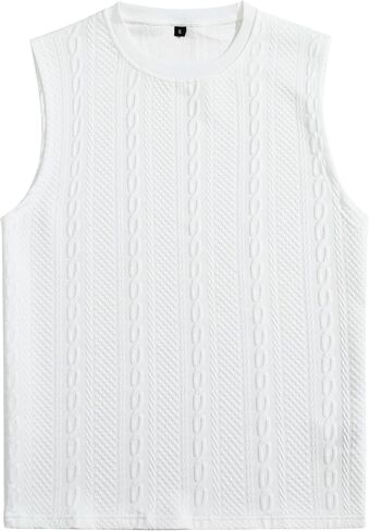 Men's Textured Vertical Bubble‑Cable Vest, Breathable 3D Embossed Sleeveless Summer Basic Top in Kuwait