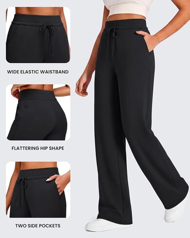 G4Free Smoofit Modal Soft Wide Leg Sweatpants Women Drawstring Elastic Waistband Casual Lounge Pants with Pockets in Kuwait