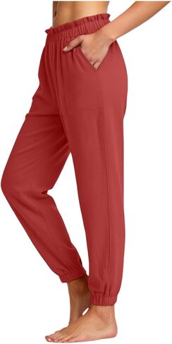 Joggers for Women Cotton Tapered Sweatpants with Pockets Lightweight Summer Pants Dressy Casual Loose Fit Joggers in Saudi Arabia