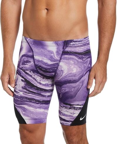 Nike Men's Hydrastrong Crystal Wave Print Jammer Swimsuit-Court Purple (Size 28) in Kuwait