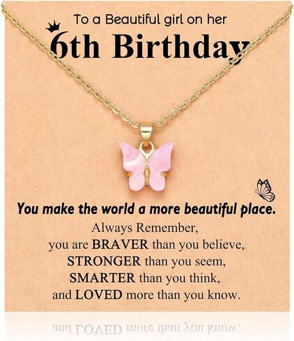 Happy 5th 6th 7th 8th 9th 10th 11th 12th Birthday Gifts, You Make The World A More Beautiful Place Butterfly Necklace in Saudi Arabia
