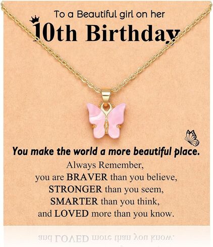 Happy 5th 6th 7th 8th 9th 10th 11th 12th Birthday Gifts, You Make The World A More Beautiful Place Butterfly Necklace in Saudi Arabia