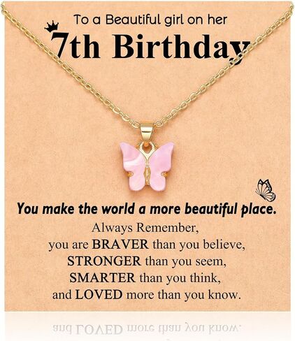 Happy 5th 6th 7th 8th 9th 10th 11th 12th Birthday Gifts, You Make The World A More Beautiful Place Butterfly Necklace in Saudi Arabia