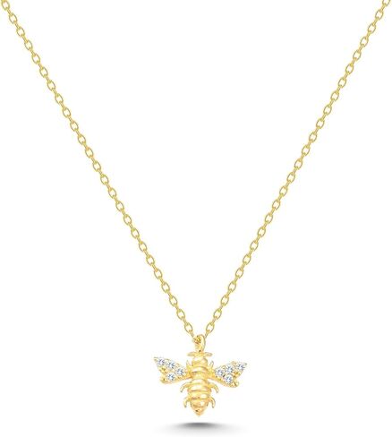 14K Solid Gold Bee Necklace, Dainty initial Bee Pendant, Minimalist Gold Animal Necklace in Saudi Arabia