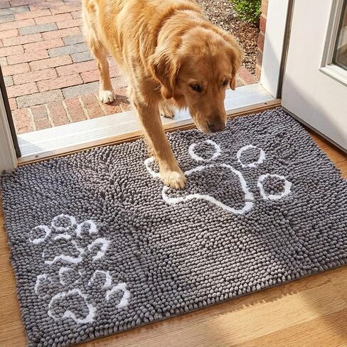 Muddy Mat® Lazy Dog Door Mat Mat Super Microfiber Microfiber indoor ourdoor for muddy paws ، brug pet non dist قابلة للانزلاق ، سجادة شنيل الجافة الجافة ، قابلة للغسل الماكينة-رمادي 19 "× 30" in Kuwait