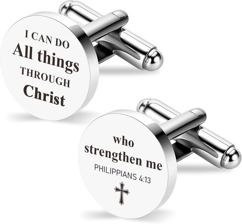 I Can Do All Things Through Christ Cuff Links Stainless Steel Cufflinks Mens Christian Gifts Inspirational Bible Catholic Religious Spiritual Gifts Faith Based Gift Fathers Day Birthday Christmas Gift in Kuwait