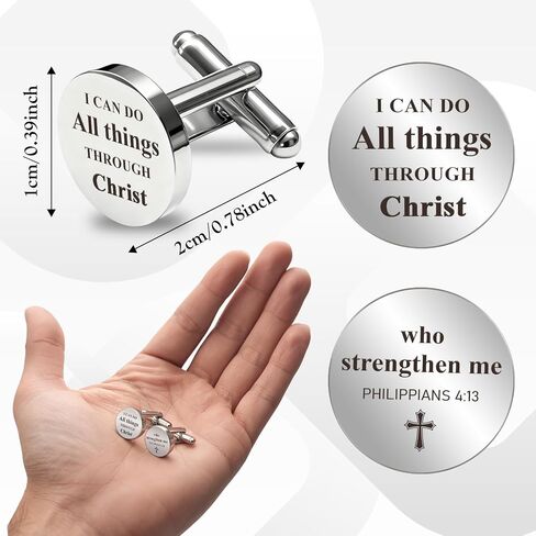 I Can Do All Things Through Christ Cuff Links Stainless Steel Cufflinks Mens Christian Gifts Inspirational Bible Catholic Religious Spiritual Gifts Faith Based Gift Fathers Day Birthday Christmas Gift in Kuwait