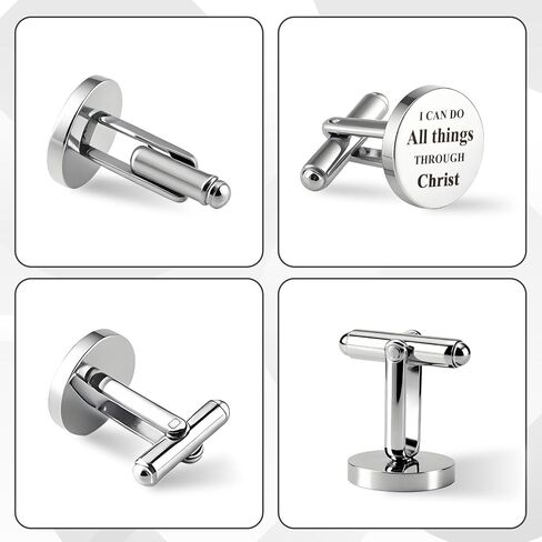 I Can Do All Things Through Christ Cuff Links Stainless Steel Cufflinks Mens Christian Gifts Inspirational Bible Catholic Religious Spiritual Gifts Faith Based Gift Fathers Day Birthday Christmas Gift in Kuwait