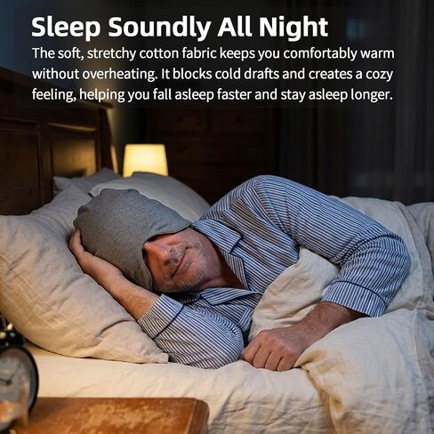 Men’s Sleep Cap 2 Pack (Thin+Thick), Blackout Comfortable Night Cap for Naps Travel Sensitive Scalp & Migraine Stress Relief Grey in Saudi Arabia