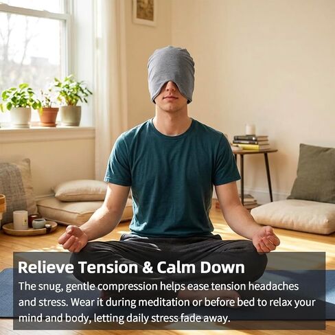Men’s Sleep Cap 2 Pack (Thin+Thick), Blackout Comfortable Night Cap for Naps Travel Sensitive Scalp & Migraine Stress Relief Grey in Saudi Arabia