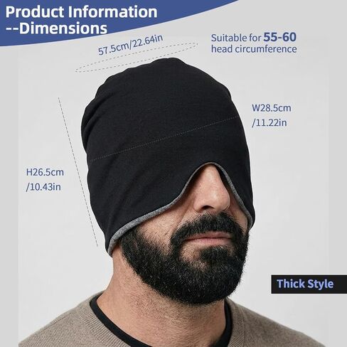 Men’s Sleep Cap 2 Pack (Thin+Thick), Blackout Comfortable Night Cap for Naps Travel Sensitive Scalp & Migraine Stress Relief Grey in Saudi Arabia