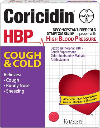 Coricidin HBP Cough & Cold Tablets - 16 Tablets, Pack of 6 in Saudi Arabia