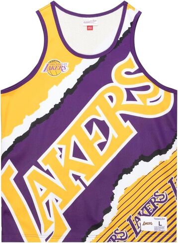 Mitchell & Ness Mens La Lakers Jumbotron 2 Sublimated Crew Neck Tank Casual - Purple, Yellow in Saudi Arabia