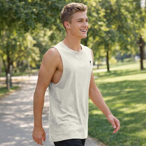 DALIX Astronaut Lightweight Cotton Tank Top Sleeveless Shirt Relaxed Fit Breathable Soft Casual Everyday Wear Mens in Kuwait