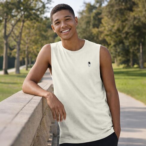 DALIX Astronaut Lightweight Cotton Tank Top Sleeveless Shirt Relaxed Fit Breathable Soft Casual Everyday Wear Mens in Kuwait
