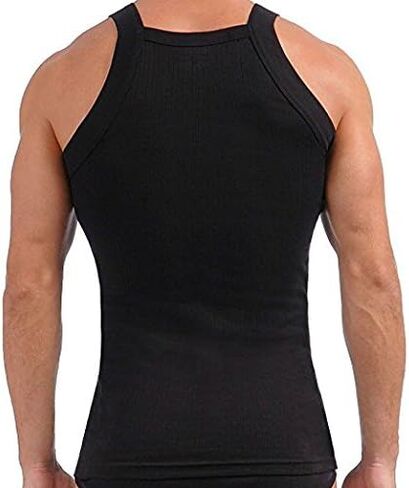 John Son Super Heavy Weight Square Cut Tank Top - 2 Pack (Large, Black) in Saudi Arabia