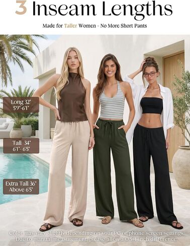 SEVEGO Tall Women 32"/34"/36" Inseam Wide Leg Flowy Palazzo Summer Pants in Saudi Arabia