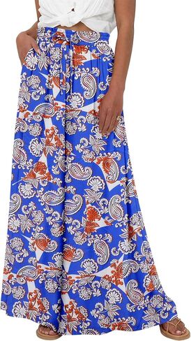 CHICZONE Women‘s Cotton Linen Wide Leg Palazzo Pants Drawstring Elastic Waist Flowy Boho Summer Trousers with Pockets in Saudi Arabia