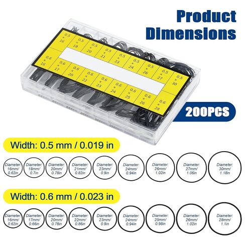200Pcs O Ring Watch Gasket, 18 Types Rubber Sealing Watch Back Cover for Watch Repair, 0.5/0.6 16-30mm Seal Washers Set for Watch Repair in Saudi Arabia