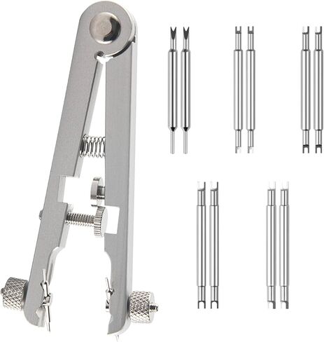 11 Pack Watch Spring Plier Tool Kit Watch Band Bar Tweezers Tool Pliers Including 10 Tips Pin for Watch Disassembling & Replacing (Silver) in Saudi Arabia