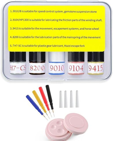 Watch Oil Kit Includes 5 PCS Watch Oil and A Watch Oiler, Watch Repair Tools & Kits, Watchmaker Tools for All Watch or Clock Movements in Kuwait