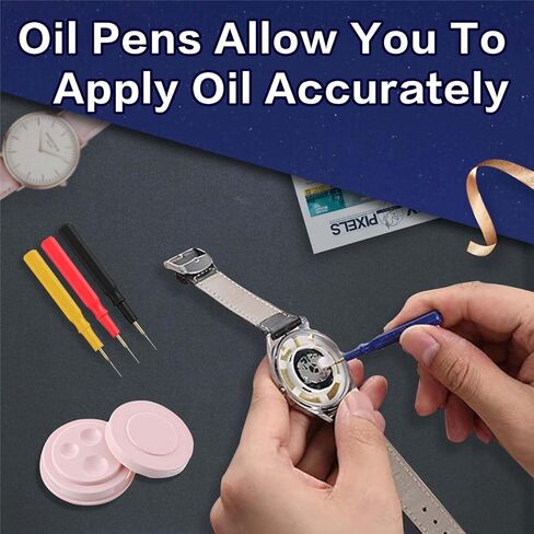 Watch Oil Kit Includes 5 PCS Watch Oil and A Watch Oiler, Watch Repair Tools & Kits, Watchmaker Tools for All Watch or Clock Movements in Kuwait