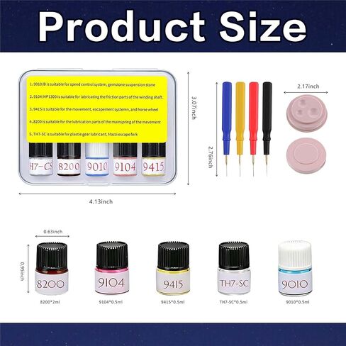 Watch Oil Kit Includes 5 PCS Watch Oil and A Watch Oiler, Watch Repair Tools & Kits, Watchmaker Tools for All Watch or Clock Movements in Kuwait