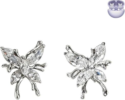 Clip on Earbud Jewelry for Women, Butterfly Crystal Accent Earbud Decor Clips, Non-Electronic Pure Ornamental Earbud Accessory, Stylish Ornament for Daily & Party Wear in Saudi Arabia