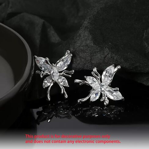 Clip on Earbud Jewelry for Women, Butterfly Crystal Accent Earbud Decor Clips, Non-Electronic Pure Ornamental Earbud Accessory, Stylish Ornament for Daily & Party Wear in Saudi Arabia
