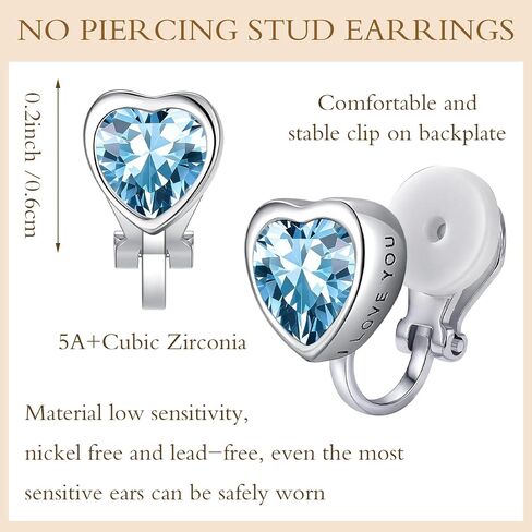 Clip on Earrings for Women Small Heart Letter Hypoallergenic Clip Earrings Cubic Zirconia Non Pierced Earrings in Saudi Arabia