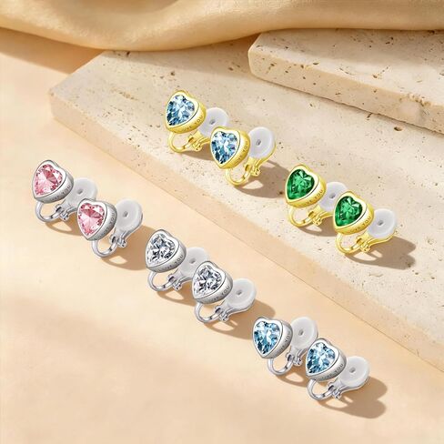 Clip on Earrings for Women Small Heart Letter Hypoallergenic Clip Earrings Cubic Zirconia Non Pierced Earrings in Saudi Arabia