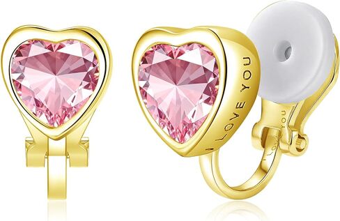 Clip on Earrings for Women Small Heart Letter Hypoallergenic Clip Earrings Cubic Zirconia Non Pierced Earrings in Saudi Arabia