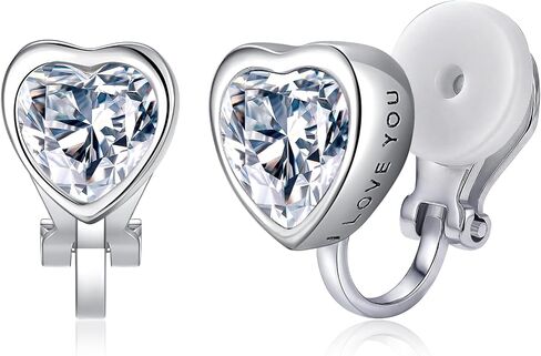 Clip on Earrings for Women Small Heart Letter Hypoallergenic Clip Earrings Cubic Zirconia Non Pierced Earrings in Saudi Arabia