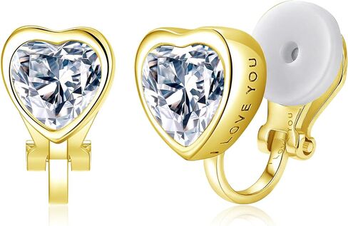 Clip on Earrings for Women Small Heart Letter Hypoallergenic Clip Earrings Cubic Zirconia Non Pierced Earrings in Saudi Arabia