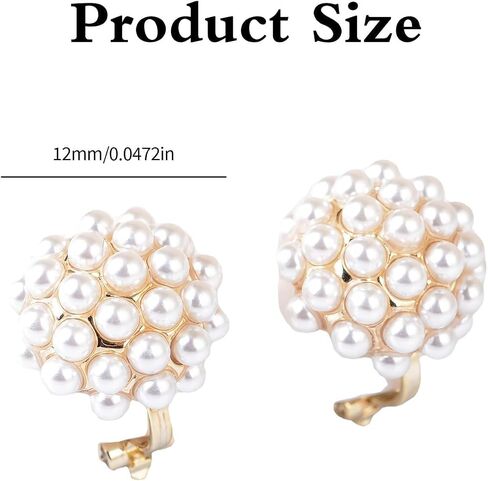 Simulated Pearl Flower-Cluster Shape Clip On Stud Earrings Non Pierced Gold Tone Trendy Stack Small Hoop for Women in Kuwait