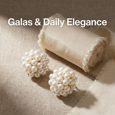 Simulated Pearl Flower-Cluster Shape Clip On Stud Earrings Non Pierced Gold Tone Trendy Stack Small Hoop for Women in Kuwait