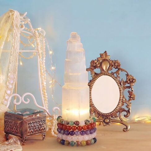 RattanView Large Selenite Tower 8'' Selenite Bracelet Holder Display Organizer Stand Healing Cleansing Recharging Home Decor in Kuwait